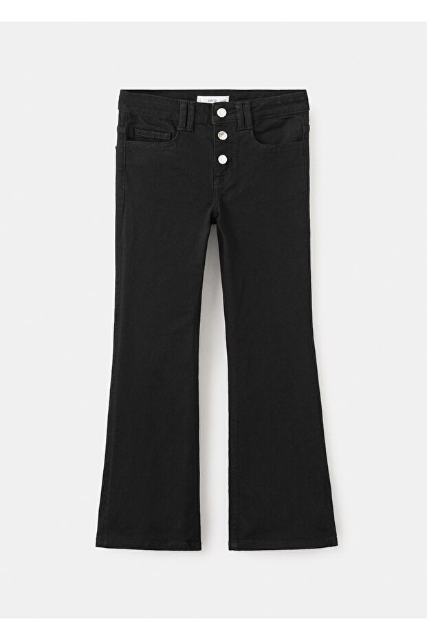 Düğmeli flared jean pantolon - 1