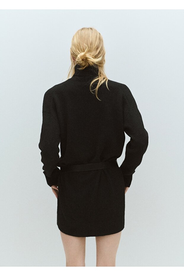 Balıkçı yaka triko elbise - 4