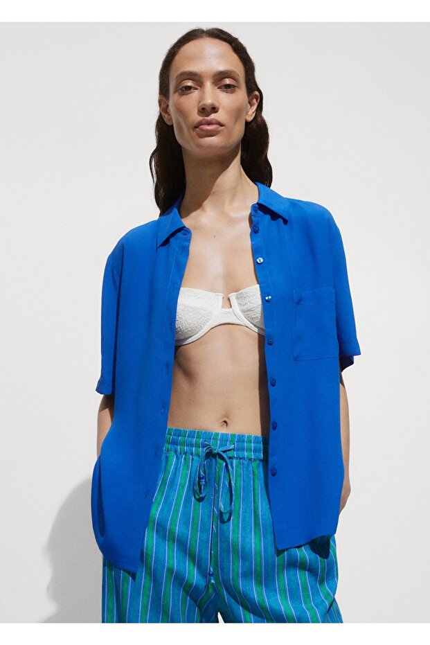 Kısa kollu akışkan gömlek - 1