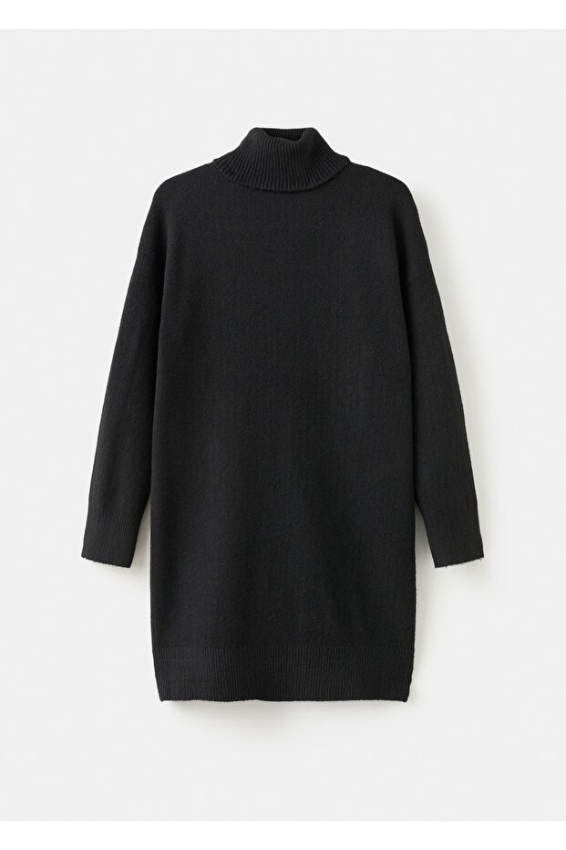 Balıkçı yaka triko elbise - 3