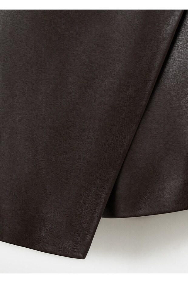 Deri görünümlü pantolon etek - 5