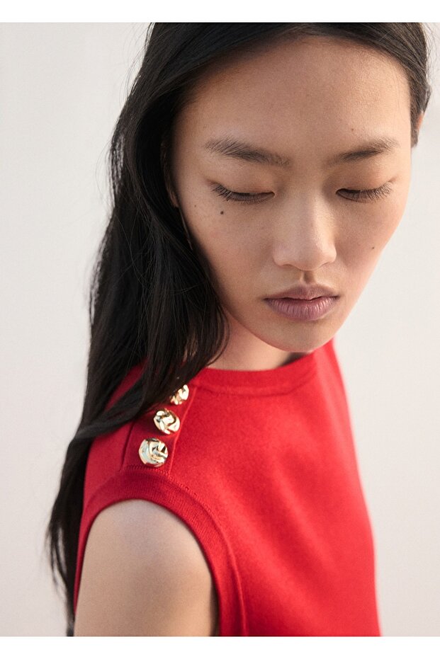 Düğmeli peplum triko elbise - 6