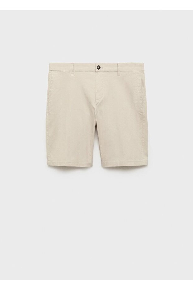 Dar kesim chino pamuklu bermuda şort - 3