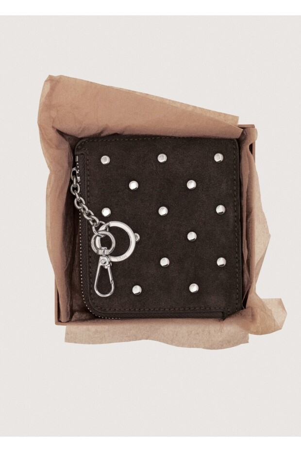 Zımba detaylı süet cüzdan - 4