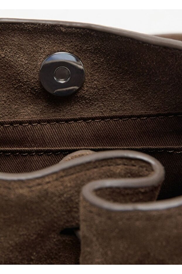 Süet omuzdan askılı çanta - 5