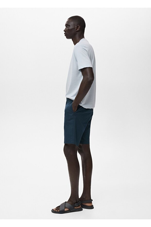 Dar kesim chino pamuklu bermuda şort - 7