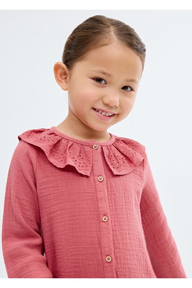 İşlemeli bambula bluz - 6