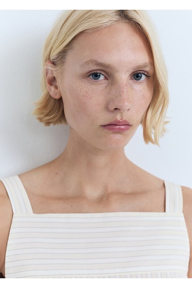 Çizgili askılı bluz - 6