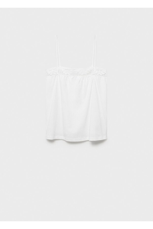 Dantel askılı pamuklu bluz - 3