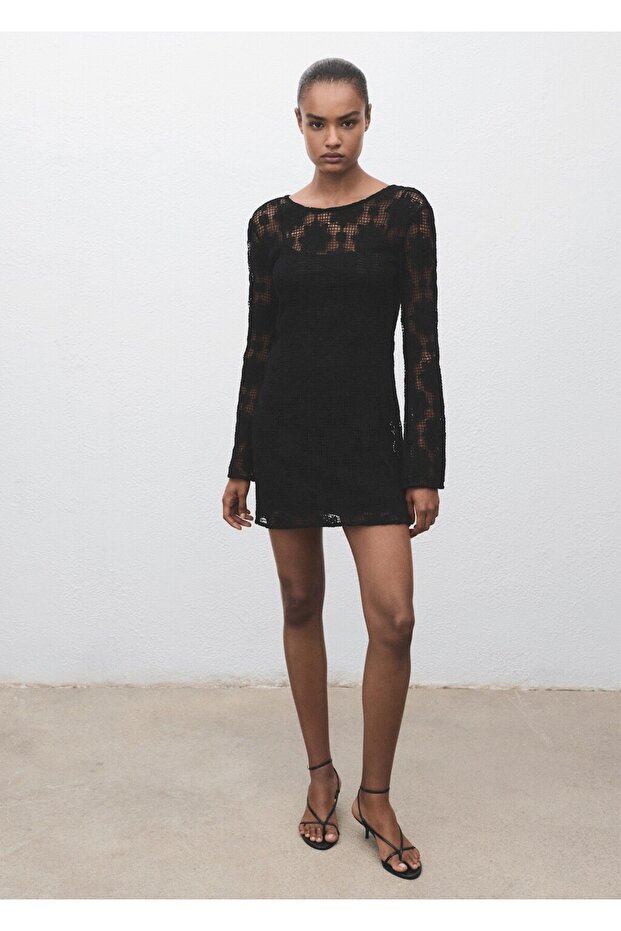 Dantel kısa elbise - 2