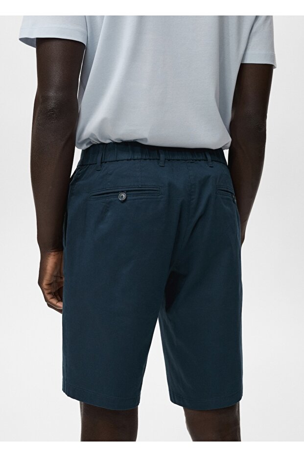 Dar kesim chino pamuklu bermuda şort - 8