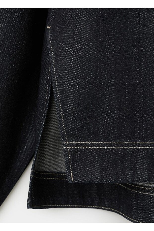 Düğüm yaka denim bluz - 5