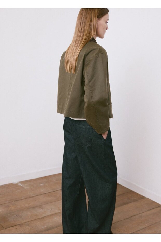 Kontrast yaka denim parka - 4