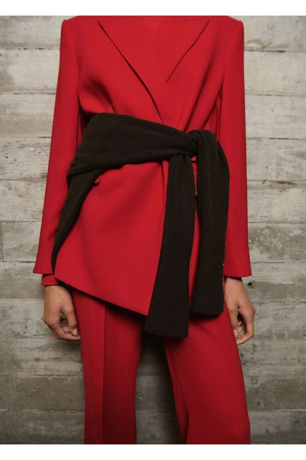 Fular detaylı blazer ceket - 1