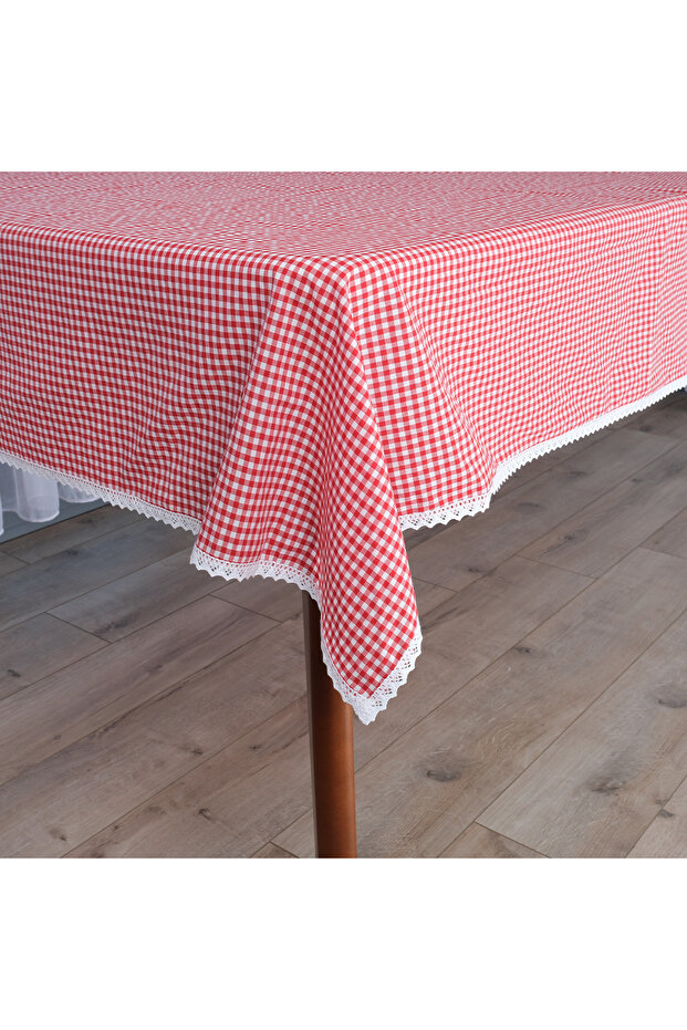 Square Patterned Scalloped Tablecloth Picnic Cloth Tableware Cloth