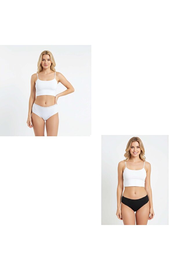 Women's Cotton Thin Lace 2-Pack Slip Panties Bb2164