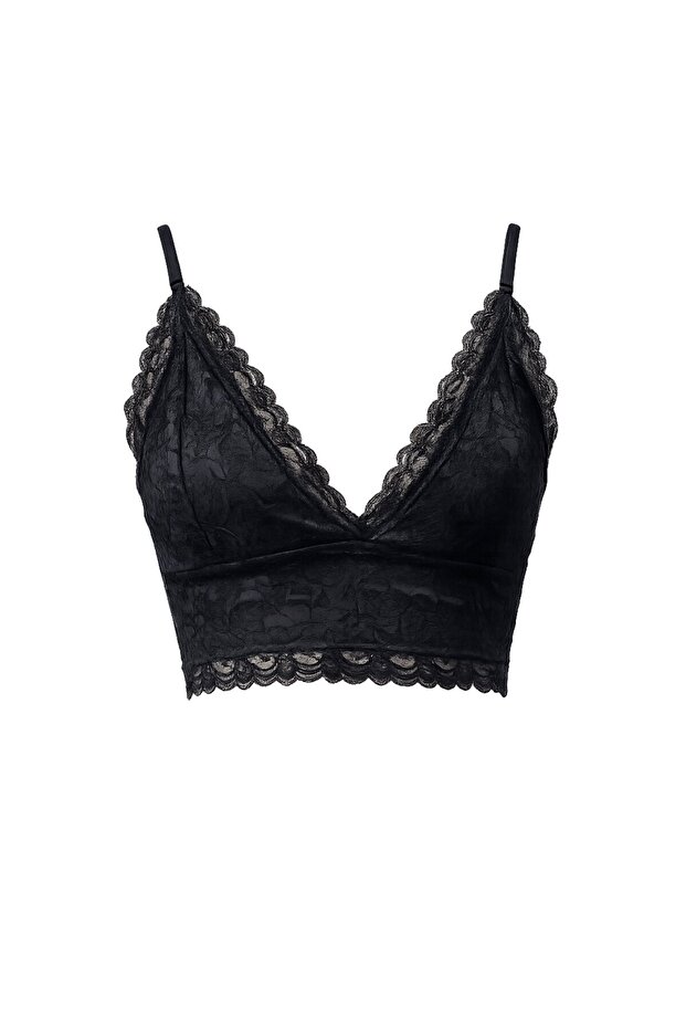 Siyah Dantel Askılı Bralet - 2