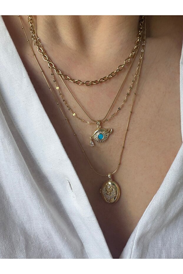 Çelik Çoklu Kolye Seti - 2