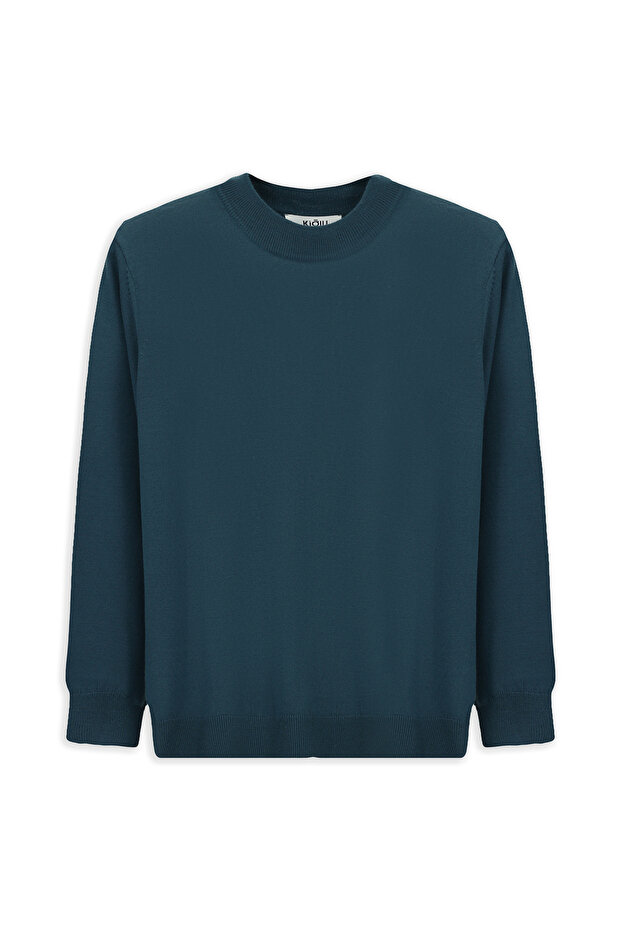 Yarım Balıkçı Yaka Regular Fit Yünlü Basic Örme Triko Kazak - 6