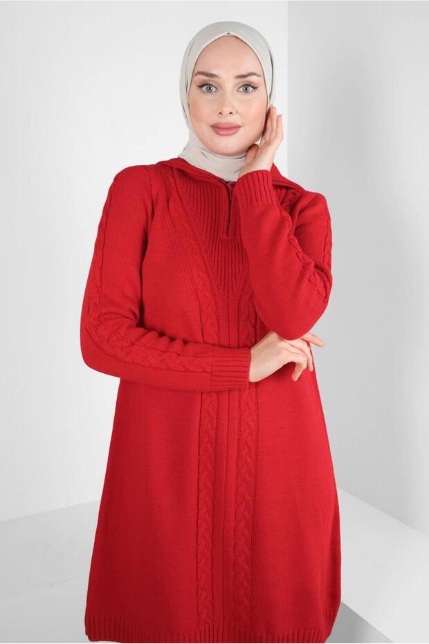 Zipped Collar Knit Tunic 44064