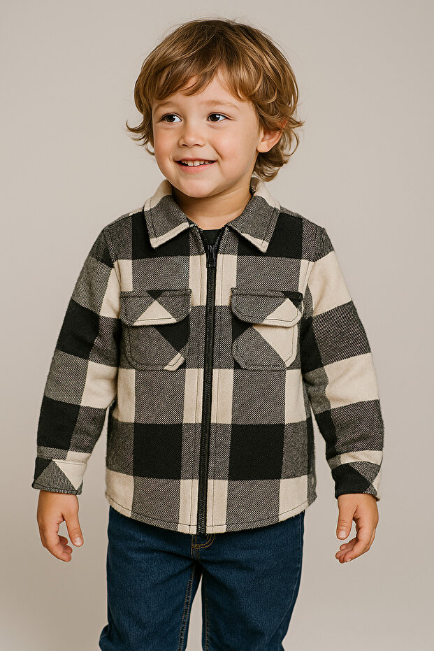 Zippered Wooden Shirt with Cover Pockets
