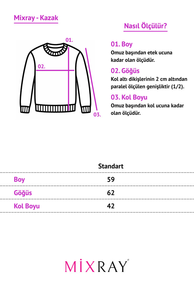 6183 Kadın Nopeli Oversize Triko İnce Basic Kazak Saks Mavi - 3