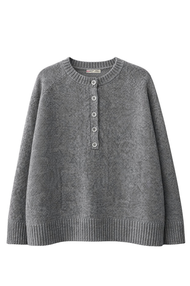 7004 Kadın Düğmeli Basic Triko Kazak Antrasit - 1