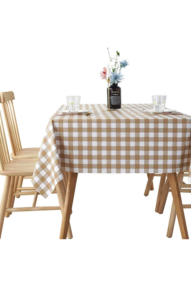 Checkerd Pattern Waterproof Table Cloth - 5