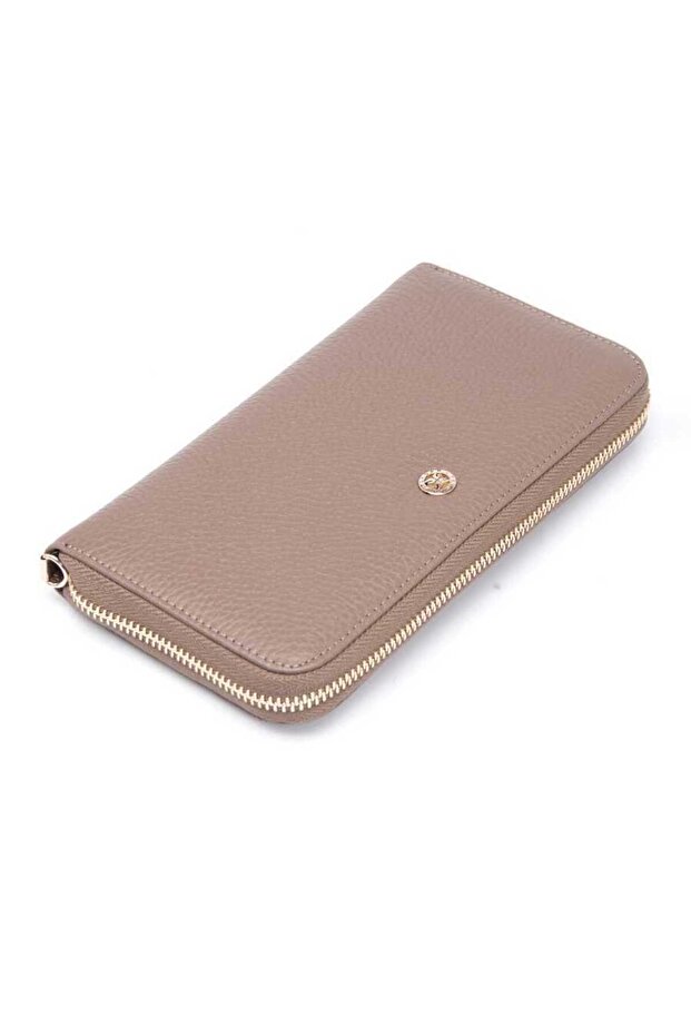 Beige Genuine Leather Women's Wallet - S1Cb00005734-B73