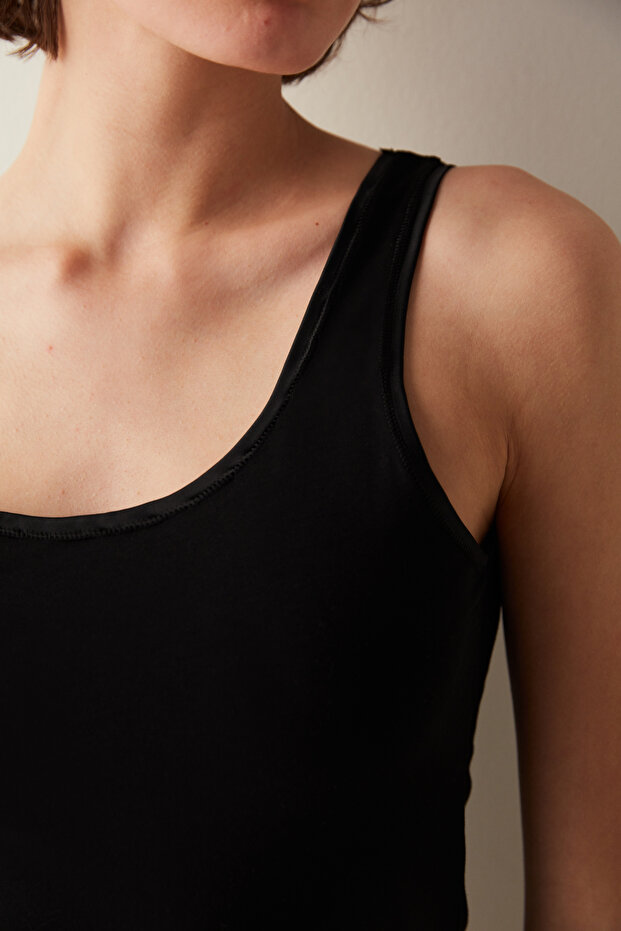 Cotton Basic Siyah Atlet - 4