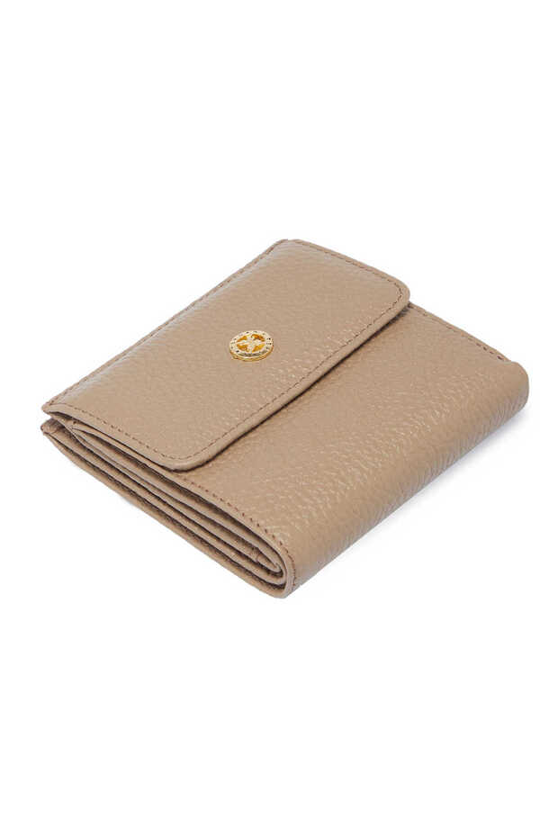 Beige Genuine Leather Women's Wallet - S1Cb00005627-S95