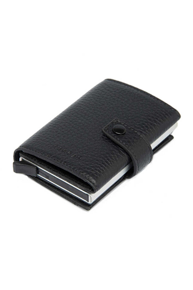 Black Genuine Leather Unisex Credit Card Holder - S1Kk00000263-A41
