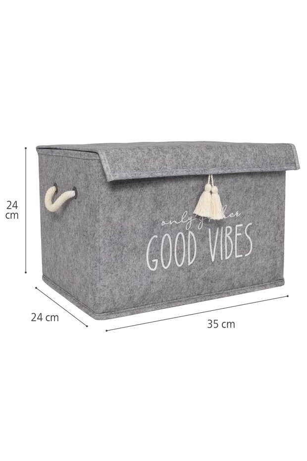 Szürke szerveződoboz - Filc fedéllel, 35x23x23cm - 5