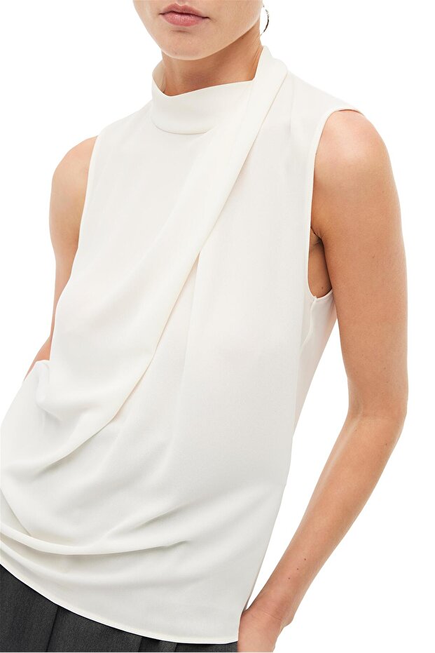 Ekru Degaje Yaka Bluz - 2