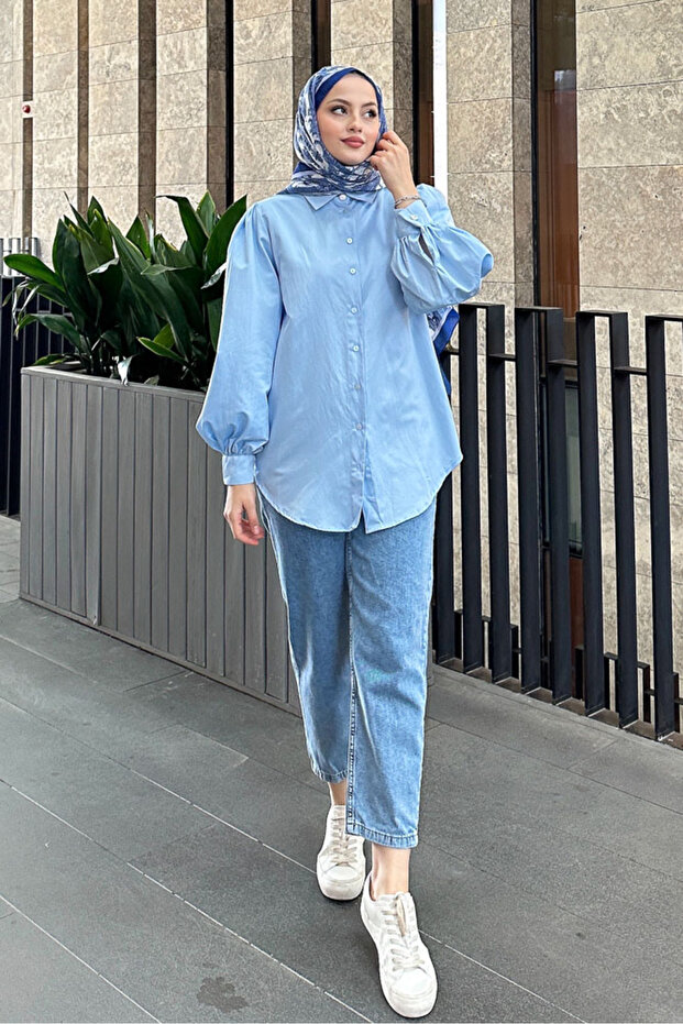 Basic Gömlek - Bebe Mavisi - 3