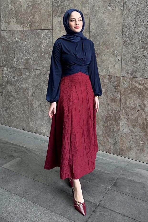 Çift Drapeli Bluz - Lacivert - 2