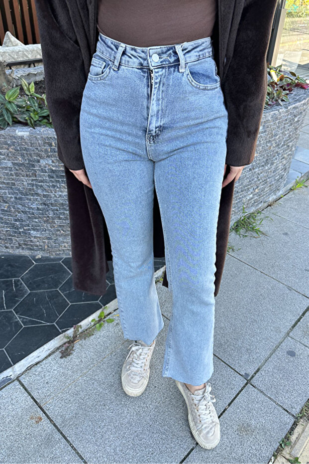 Bootcut Denim Pantolon - Açık Mavi - 1