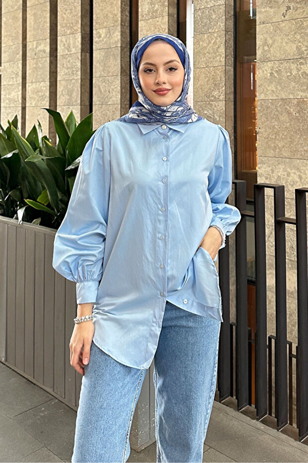 Basic Gömlek - Bebe Mavisi - 2