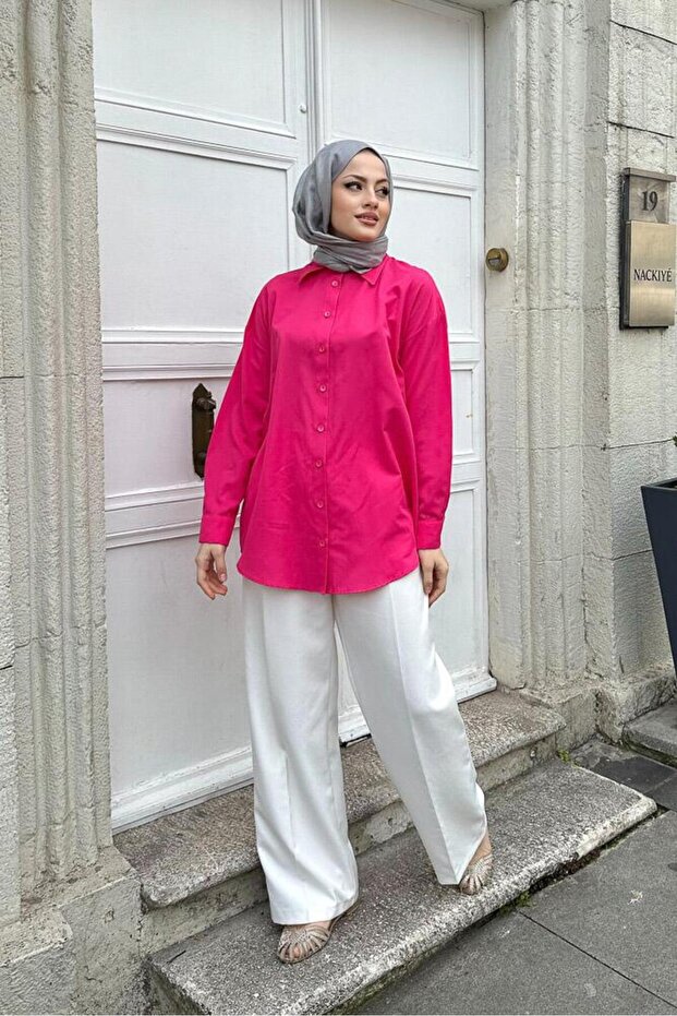 Fuchsia Plain Basic Shirt - 6
