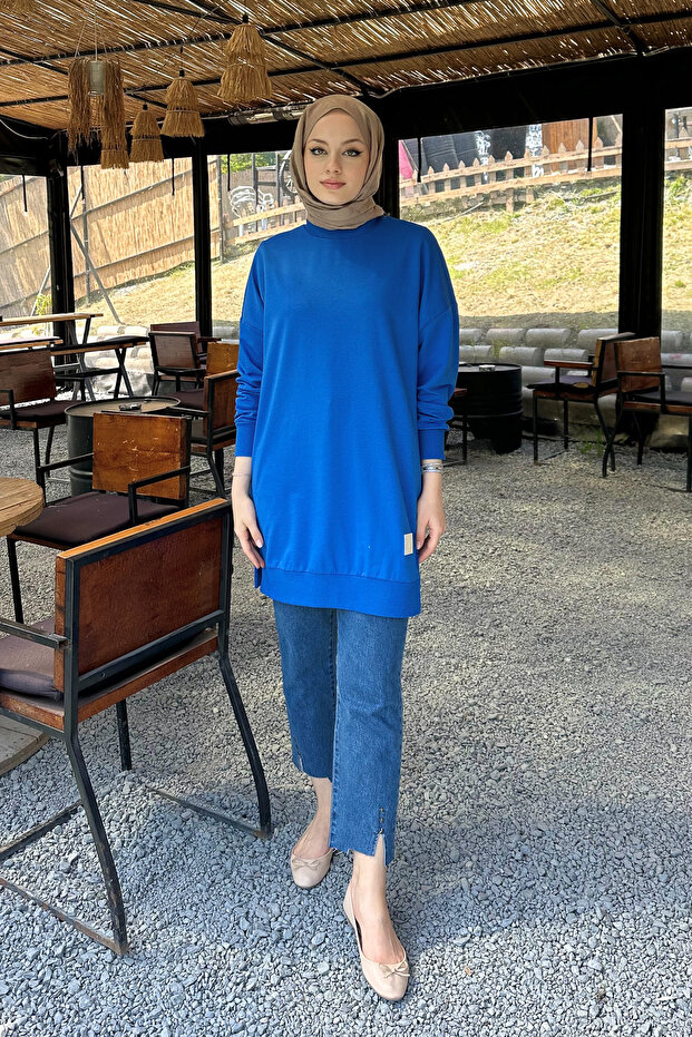 سويت شيرت بسيط وعادي - تركواز - 5