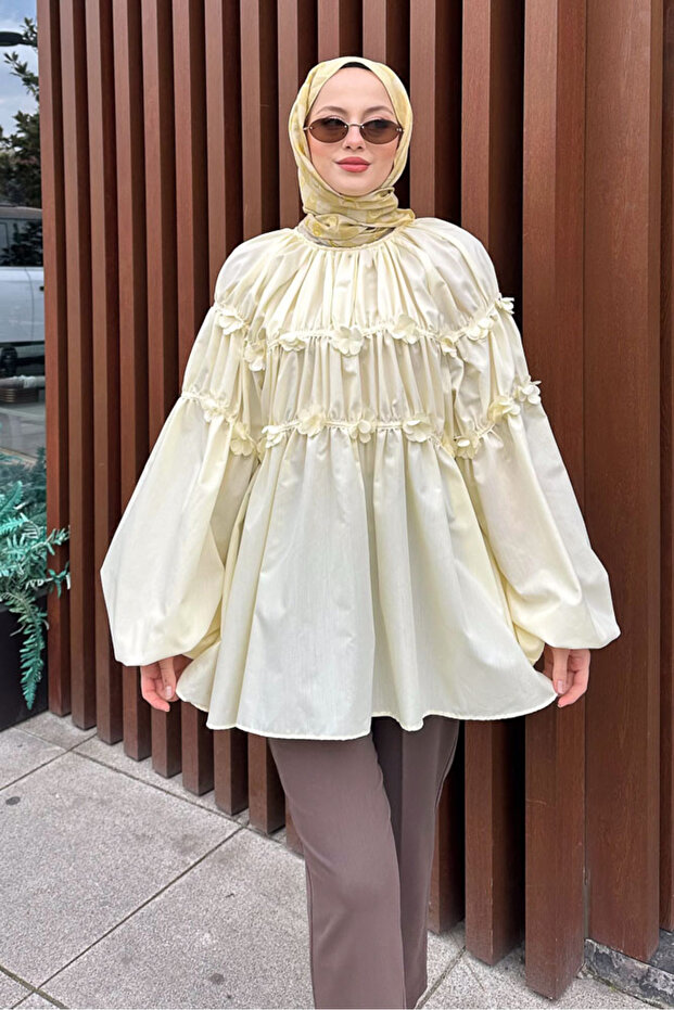 Mini Çiçekli Gömlek - Sarı - 8