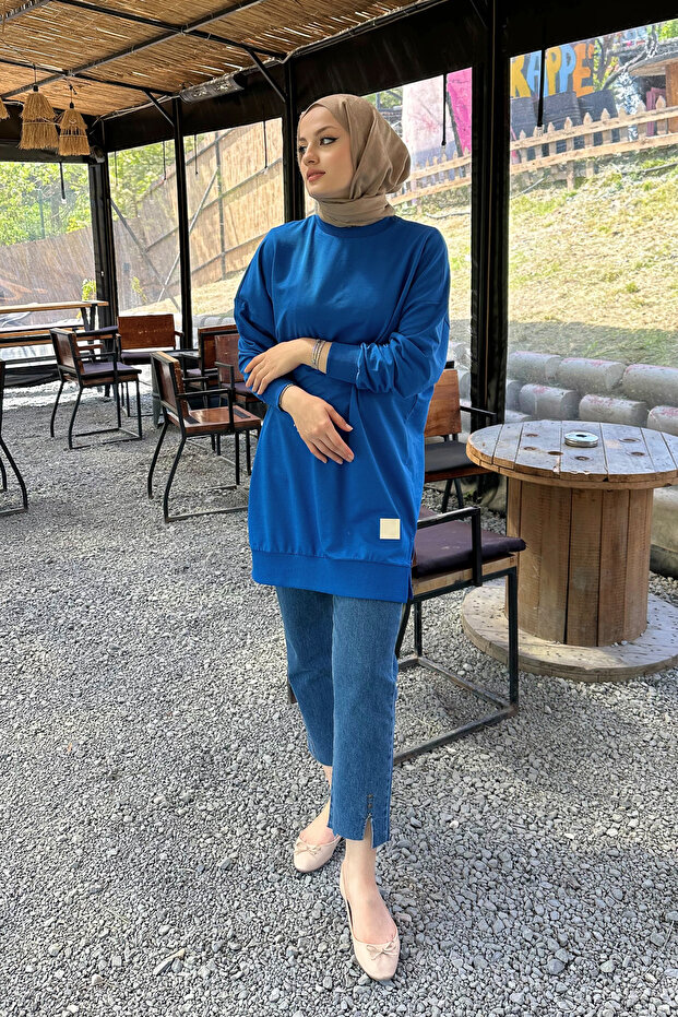 سويت شيرت بسيط وعادي - تركواز - 2