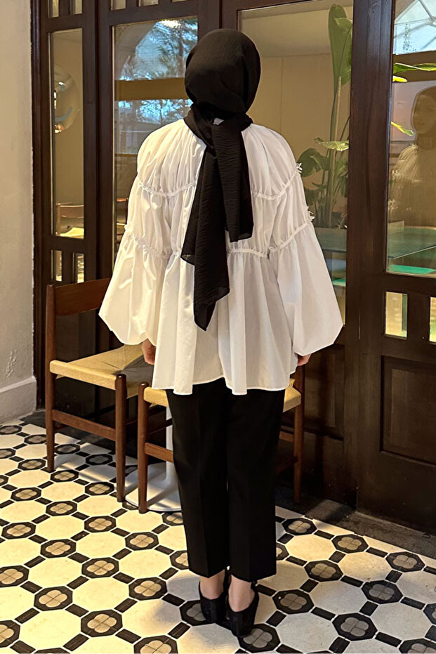 Mini Çiçekli Gömlek - Ekru - 9