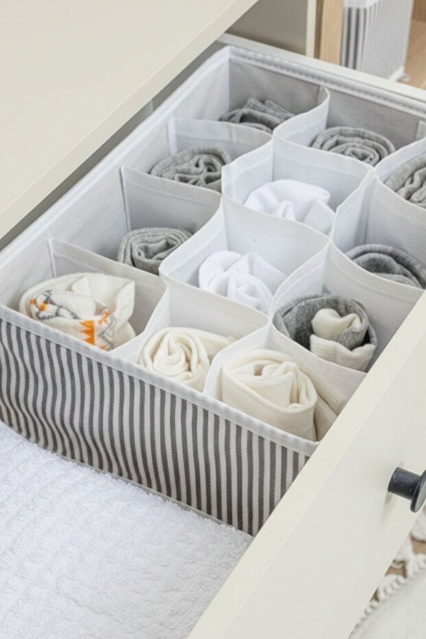 12 rekeszes univerzális rendszerező (törölköző-zokni- fehérnemű-nyakkendő stb.) - Fiókos rendszerező 31x25x25 - 6