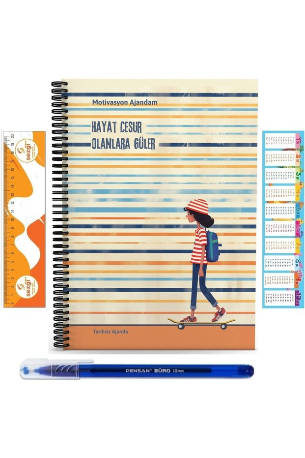 Future Stars Motivational Agenda Undated Spiral Bound with Stecer Pages and Sezgistore Bookmark+Pen