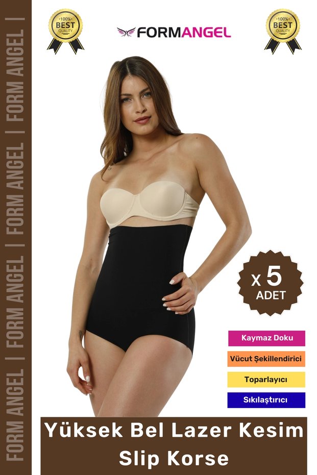 # Corset 2 Size Slimming Laser Cut Non-Visible Non-Slip Gathering High Waist Slip Corset - 5 Pieces