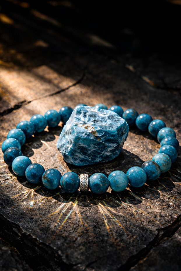Apatite Natural Stone Bracelet 8 Mm (Gives Creativity Ability)Aa Quality