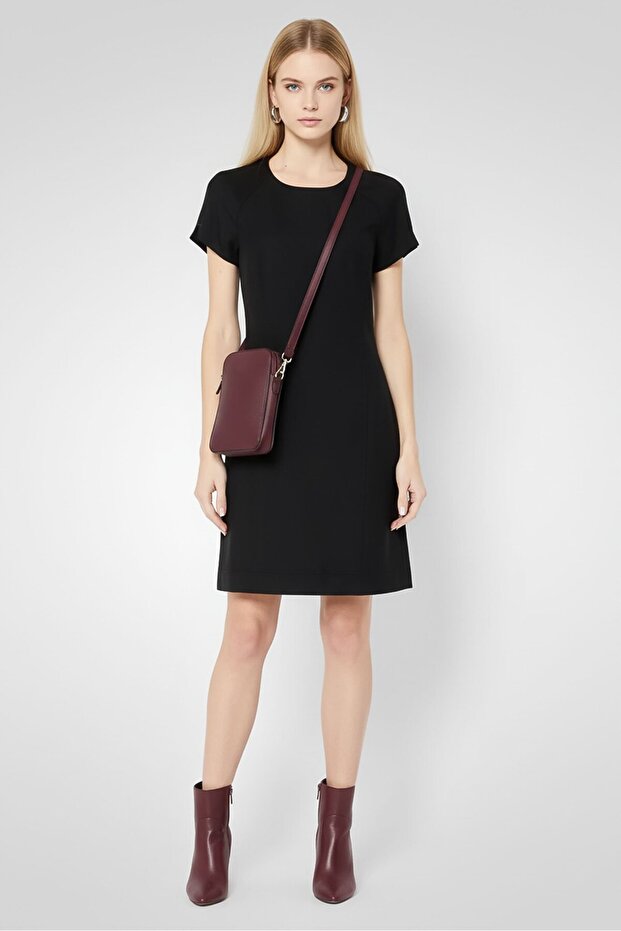 Women Solid Mini Dress, Black