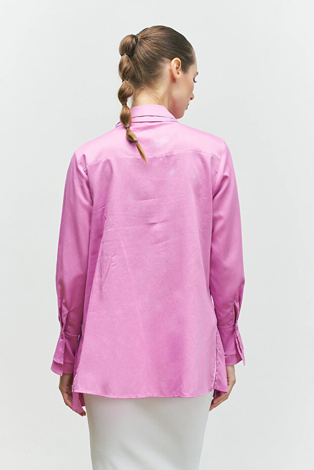 Eteği Piliseli Gömlek - Pembe - 6