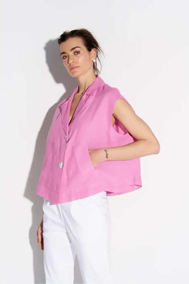Keten Yelek - Pembe - 4